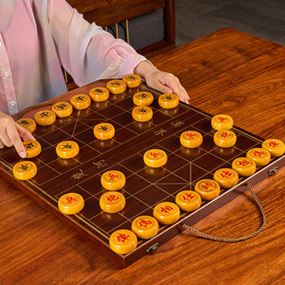 熱賣🌟免運費🌟中國象棋 象棋 高檔豪華成人老人送禮折疊棋盤金絲楠木像棋帶棋盤