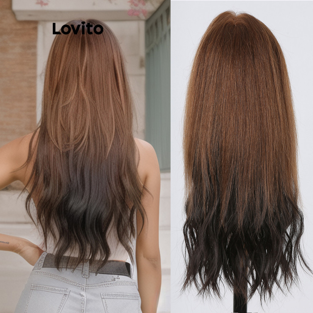 Lovito 女士休閒素色捲髮假髮 LCS06133