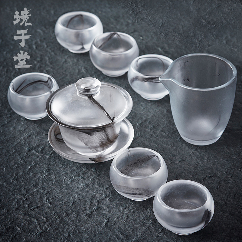 古法水墨琉璃功夫茶具套裝白玉瓷茶壺茶杯日式簡約會客家用主人杯