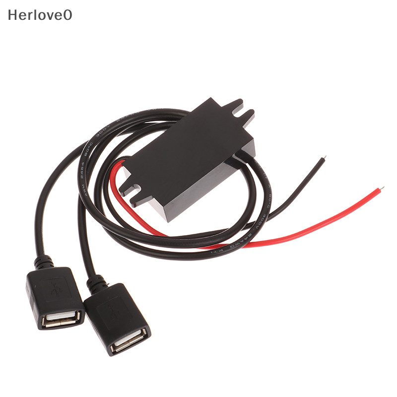 Herlove 1Pc 12V 至 5V 3A 15W DC-DC 降壓轉換器電源模塊,適用於汽車公母 USB 適配器迷