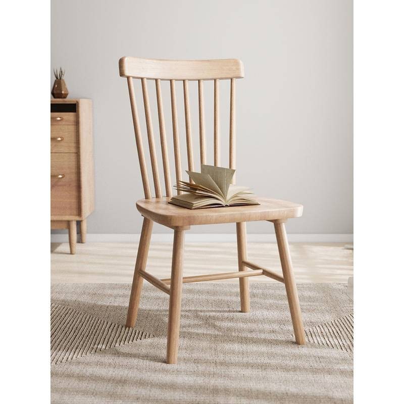 溫莎椅家用餐椅實木侘寂餐桌椅子胡桃木餐廳商用復古茶桌凳子靠背