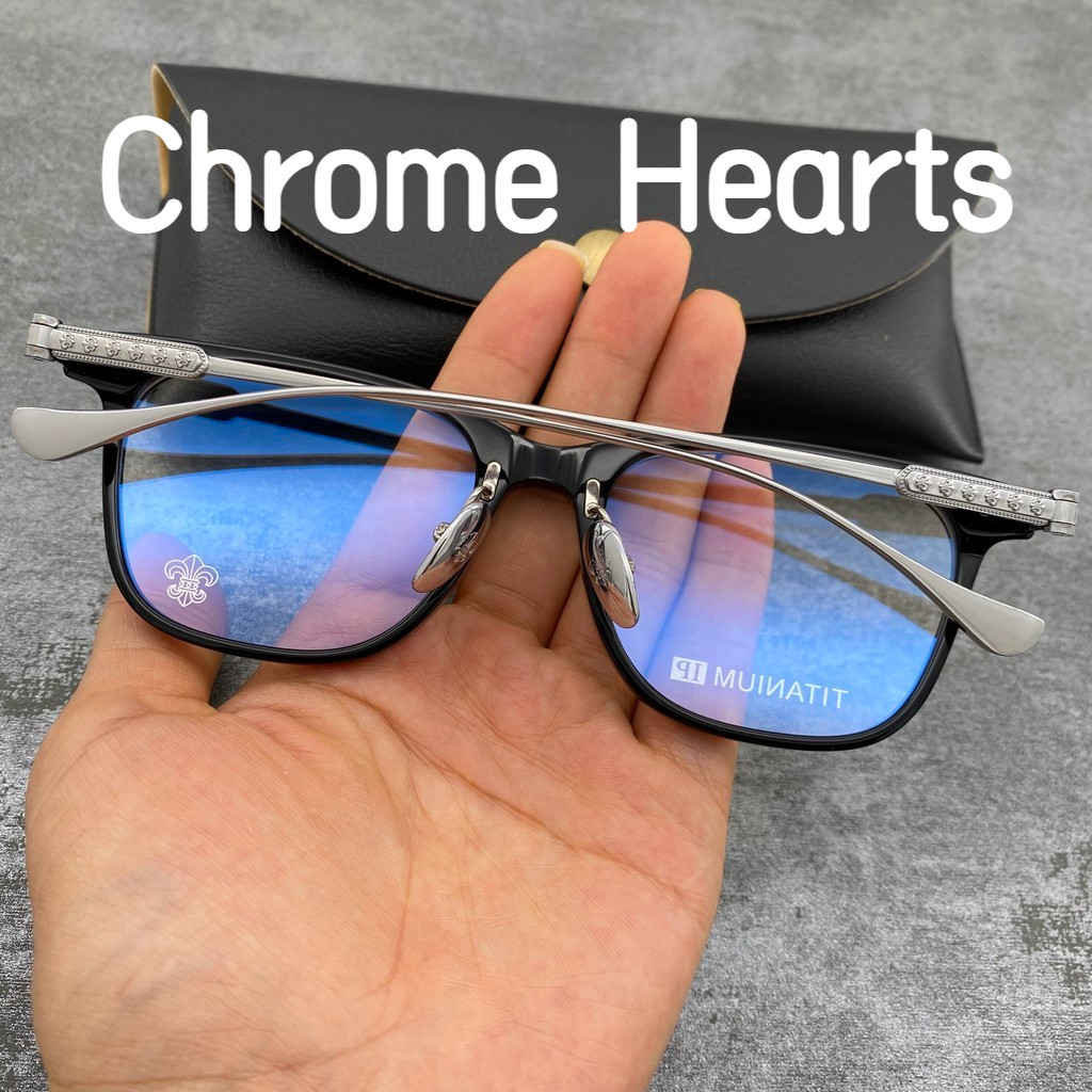 【TOTU眼鏡】醋酸纖維眼鏡 金屬框眼鏡 Chrome Hearts 克羅星 新款眼鏡框架 復古板材帶鼻託超輕純鈦 男女