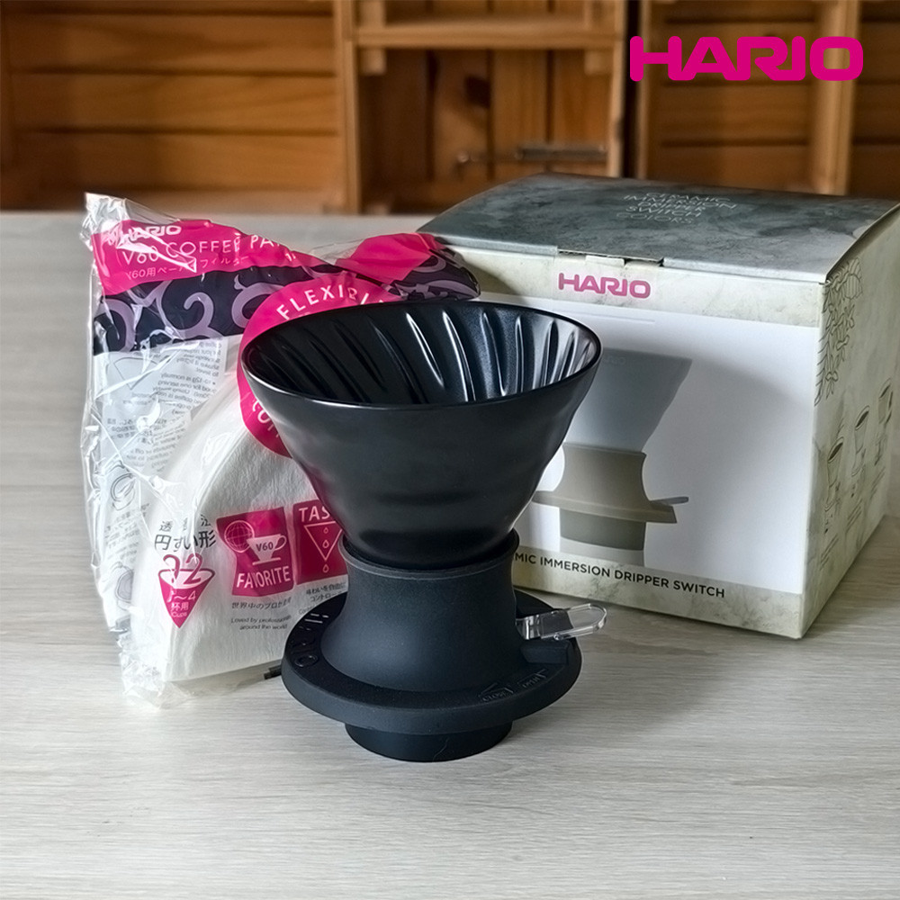 【HARIO】SWITCH 磁石浸漬式02濾杯-200ml 黑色 (有田燒) /手沖咖啡/V型濾杯/V60/聰明濾杯