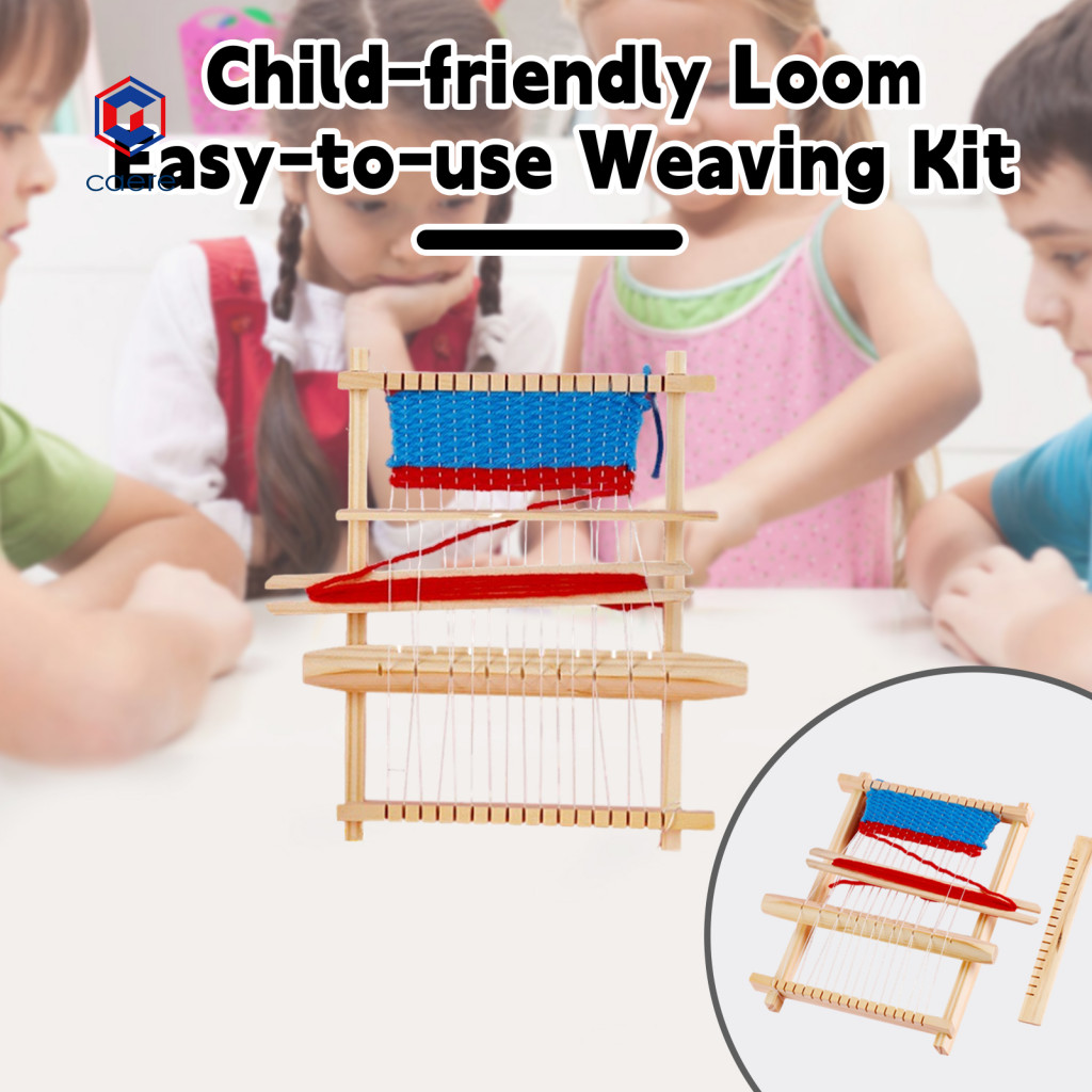 Cae 兒童針織套件兒童友好型織機兒童木製織布機玩具套裝易於Diy 兒童針織機工藝品幼兒園手工編織羊毛套件