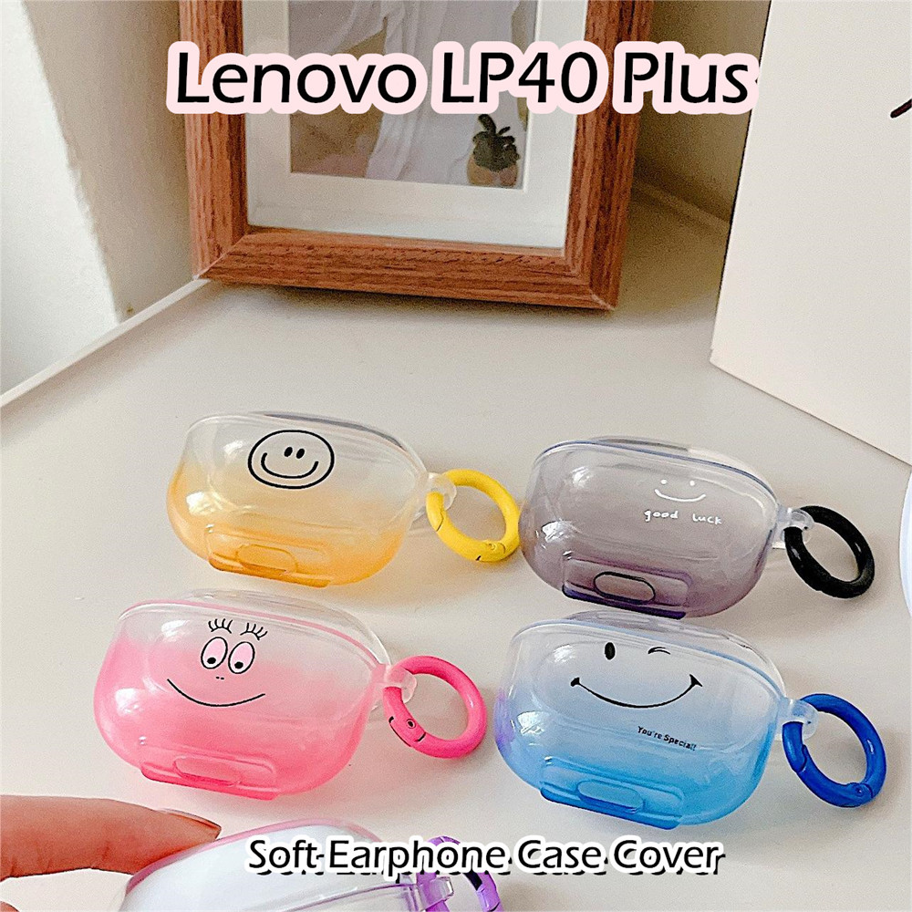 LENOVO [有貨] 適用於聯想 LP40 Plus 保護套透明漸變微笑軟矽膠耳機保護套保護套