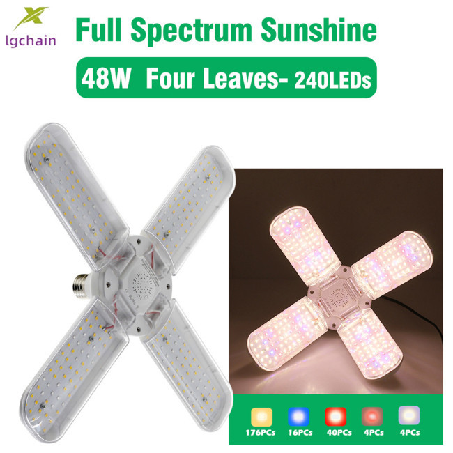 清倉折扣!! 24w 36w 48w 可折疊 Led 植物生長燈全光譜 E27 用於室內植物花卉幼苗