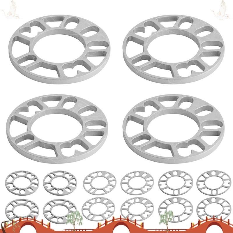 4 件鋁製車輪墊片墊片板汽車車輪墊片螺柱適用於 4X100 4X114.3 5X100 5X108 5X114.3 5X