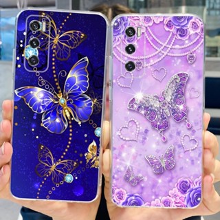 適用於 Vivo V2022 V2023 時尚蝴蝶心軟矽膠 TPU 手機殼適用於 Vivo V20 SE V20SE 手