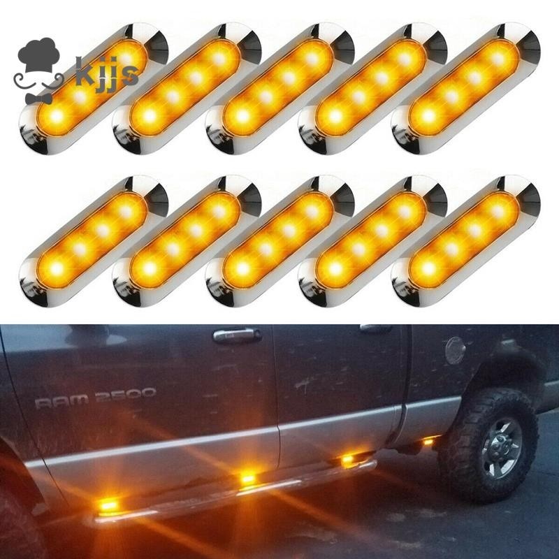 10x 琥珀色 LED 拖車卡車側標誌燈 4LED 間隙 RV 露營車 12V-24V