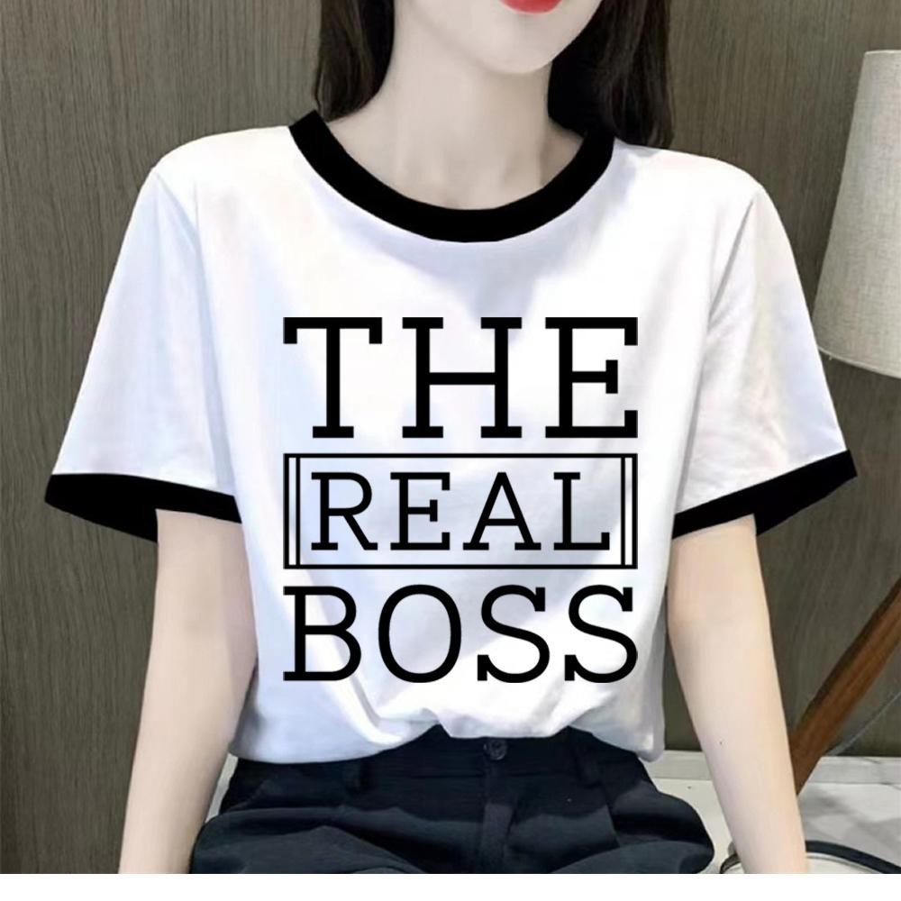 The Boss T 恤女性日本原宿漫畫頂級女孩設計師衣服