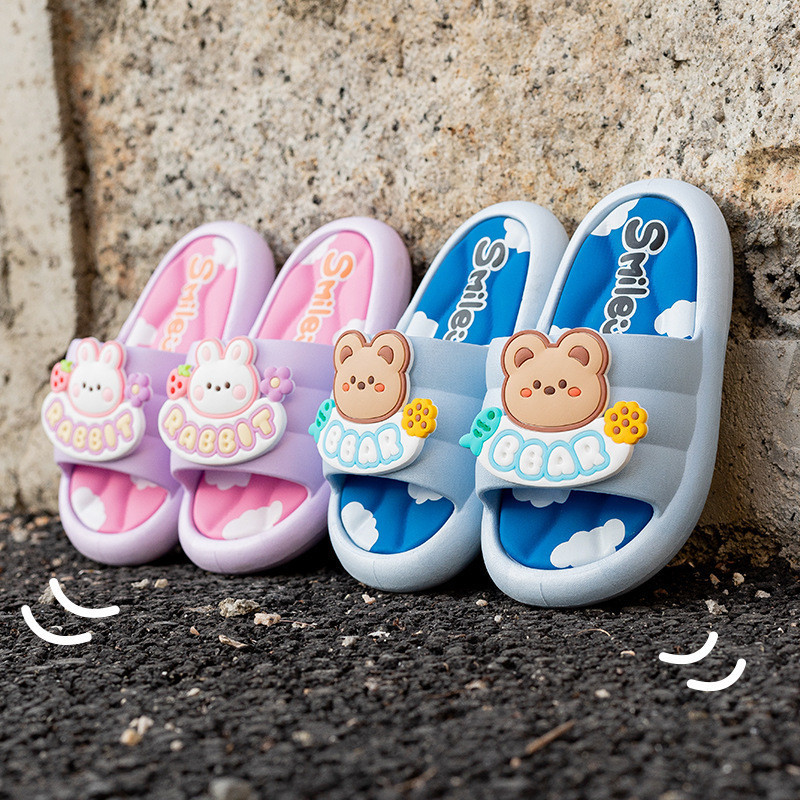 拖鞋 新款夏季可愛兒童拖鞋卡通小熊防滑耐磨室外粉色小兔子兒童拖鞋-0228