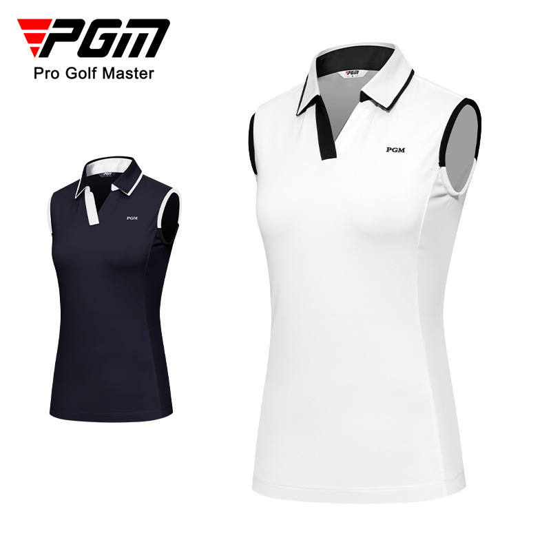PGM 高爾夫套裝女夏季顯瘦短袖t恤2024新款透氣運動無袖上衣服裝 YF552