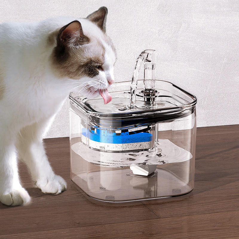 透明寵物飲水機 直頭 循環過濾 軟化水質 防乾燒 智能感應 3檔水流 2.2L 恆溫加熱 寵物飲水機 貓咪飲水機