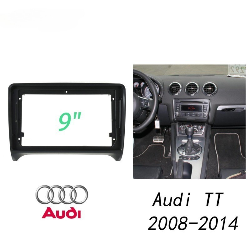 Lt 9 英寸汽車大屏幕儀表板 2din android 主機儀表板收音機框架面板套件適用於奧迪 TT 2008-201
