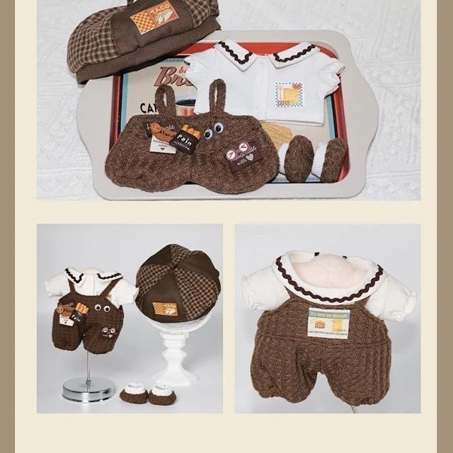 🦄娃堡聯盟🦄[熊熊栗子撻]&amp;[可可布朗尼]20cm棉花娃娃衣服情侶款棕色娃衣套裝