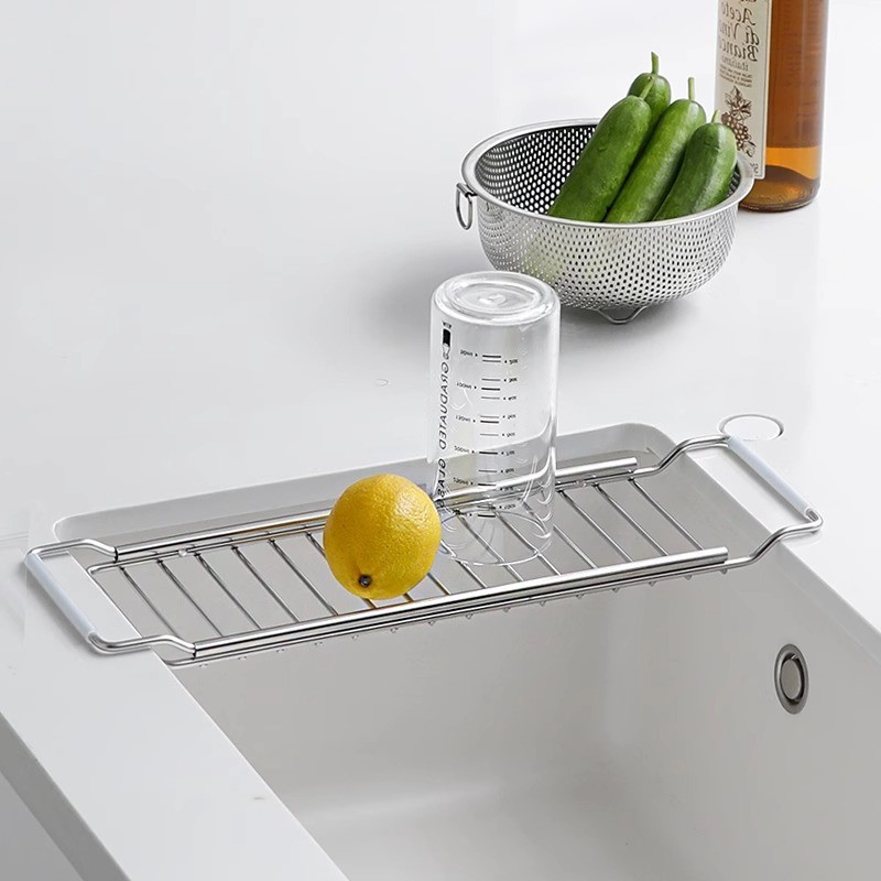 IKEA  不鏽鋼廚房伸縮水槽置物架瀝水抹布架過濾家用碗碟果蔬收納架