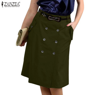 Zanzea 女士復古時尚插槽口袋雙排扣休閒超短裙