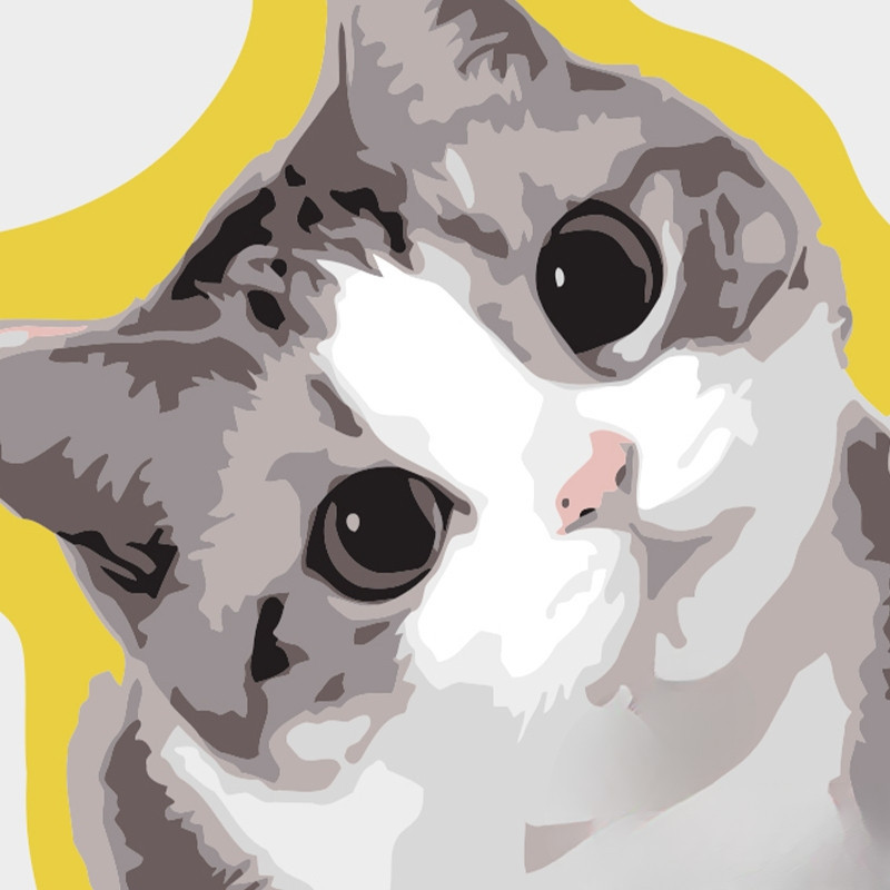 Diy數字油畫40x40幀油畫寵物小狗小貓可愛寵物手工油畫生日禮物按數字繪製
