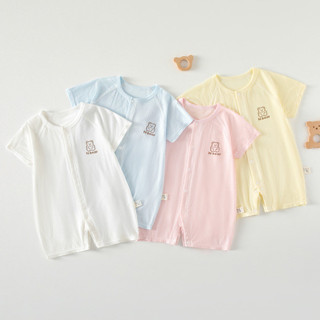 紗布衣 嬰兒紗布衣 嬰兒用品 嬰兒衣服夏季超薄莫代爾寶寶無骨空調服睡衣新生兒寬鬆短袖家居服