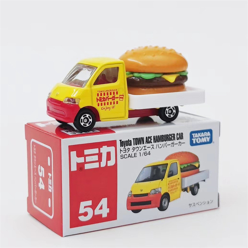 日版多美卡紅白盒54號合金車漢堡運輸卡車模型小汽車玩具車擺件