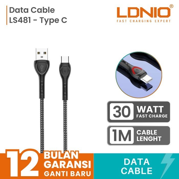 Ldnio LS481 數據線快速充電器 30W Lightning 100Cm LED 指示燈