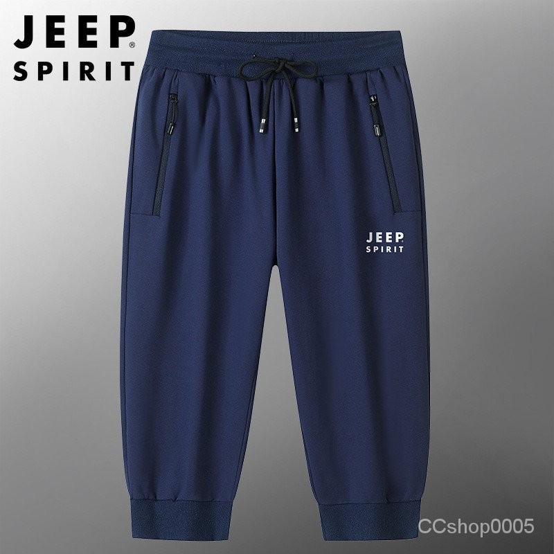 新品特價JEEP SPIRIT運動短褲休閒外穿男士寬鬆大尺碼直筒休閒七分褲男6168