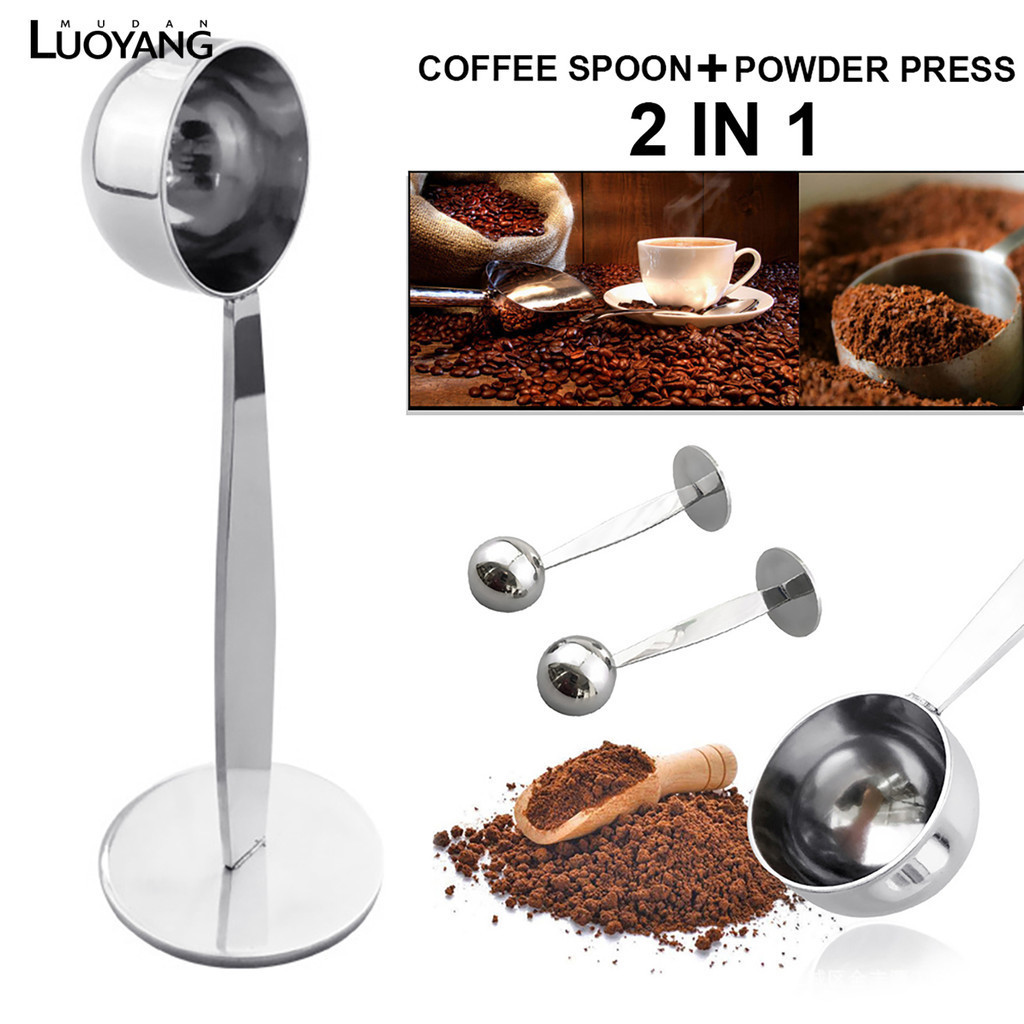 洛陽牡丹 二合一咖啡勺壓粉器不鏽鋼壓粉錘量勺量豆咖啡專用壓粉匙