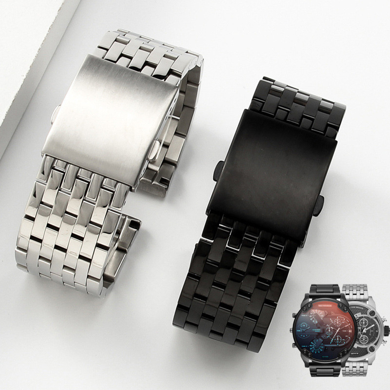 不銹鋼錶帶適用於 Diesel DZ4316 DZ7395/4323 7305 4209 4215 男士金屬實心腕帶手鍊