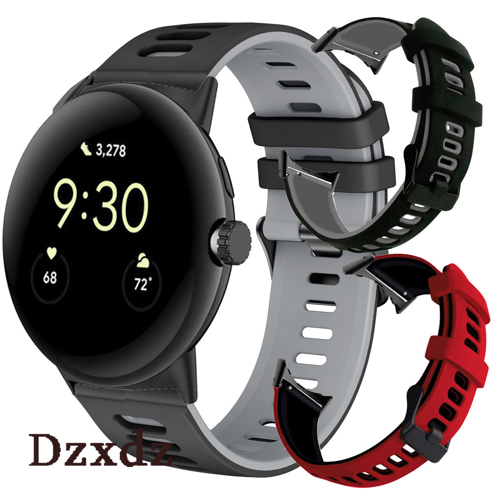 Google Pixel Watch 2 Watch2 錶帶 硅膠 雙色 拼色 錶鏈 谷歌智慧手錶2 腕帶 硅膠錶帶