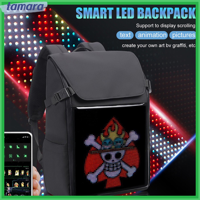 Bhn LED 背包,帶 LED 顯示屏的多功能智能筆記本電腦背包,適合 16 英寸筆記本電腦,男士女士禮物