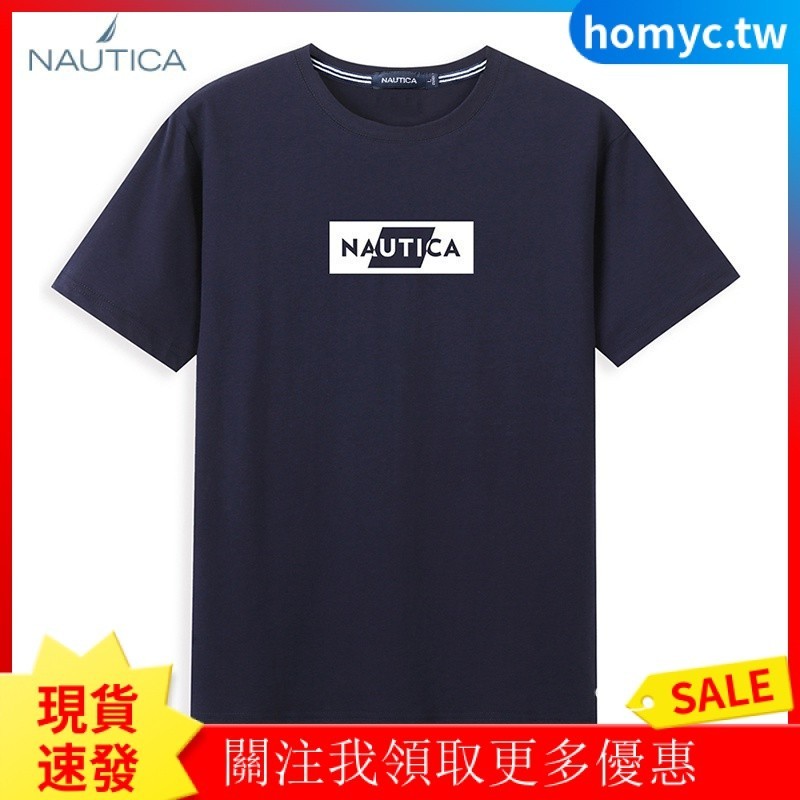 100% NAUTICA 品牌 M-4XL 夏季男士短袖 T 恤男士寬鬆加大碼印花休閒襯衫 LYAE