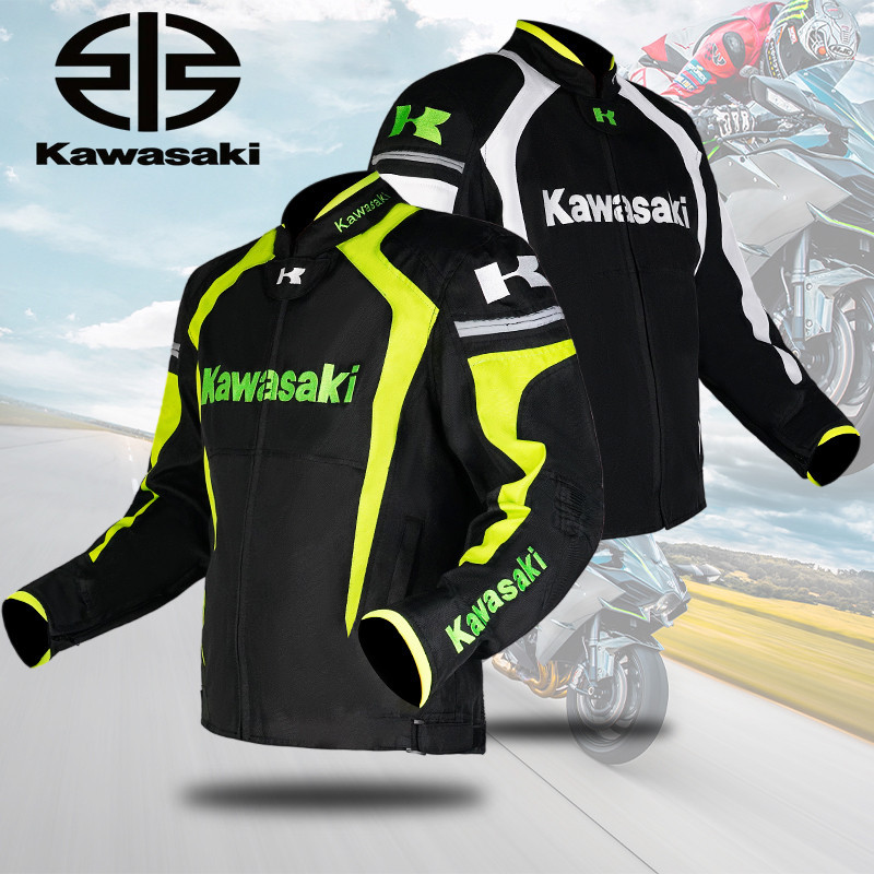 Kawasaki Rider 機車夾克男士防水冬季戶外運動賽車防摔騎行夾克電機配套防護裝備和保暖襯裡