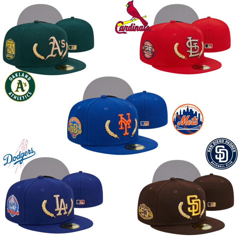 Mlb Oakland A's Hat SD LA Team Fit 帽子男女時尚嘻哈白襪隊全封閉棒球帽全封閉平簷棒球帽