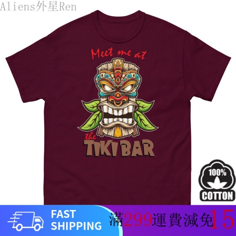 Tiki Bar 男式T恤 短袖 上衣 休閒百搭 短T 潮流 個性 街頭 純棉 男女通用