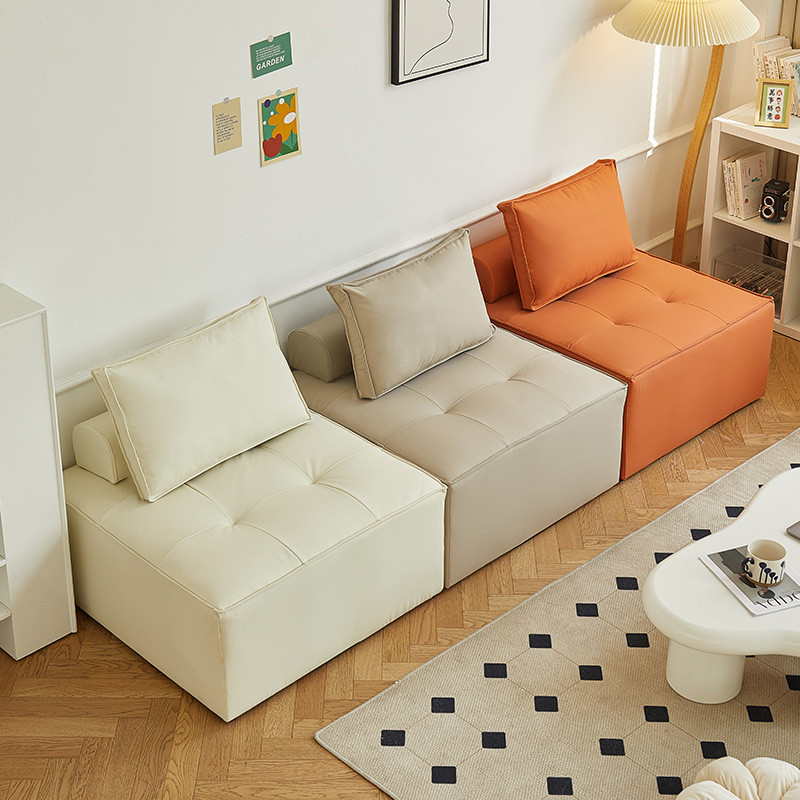 懶人沙發現代簡約客廳豆腐塊單人沙發小戶型卧室奶油方塊組合椅子沙發 客廳沙發 懶人沙發 方塊沙發