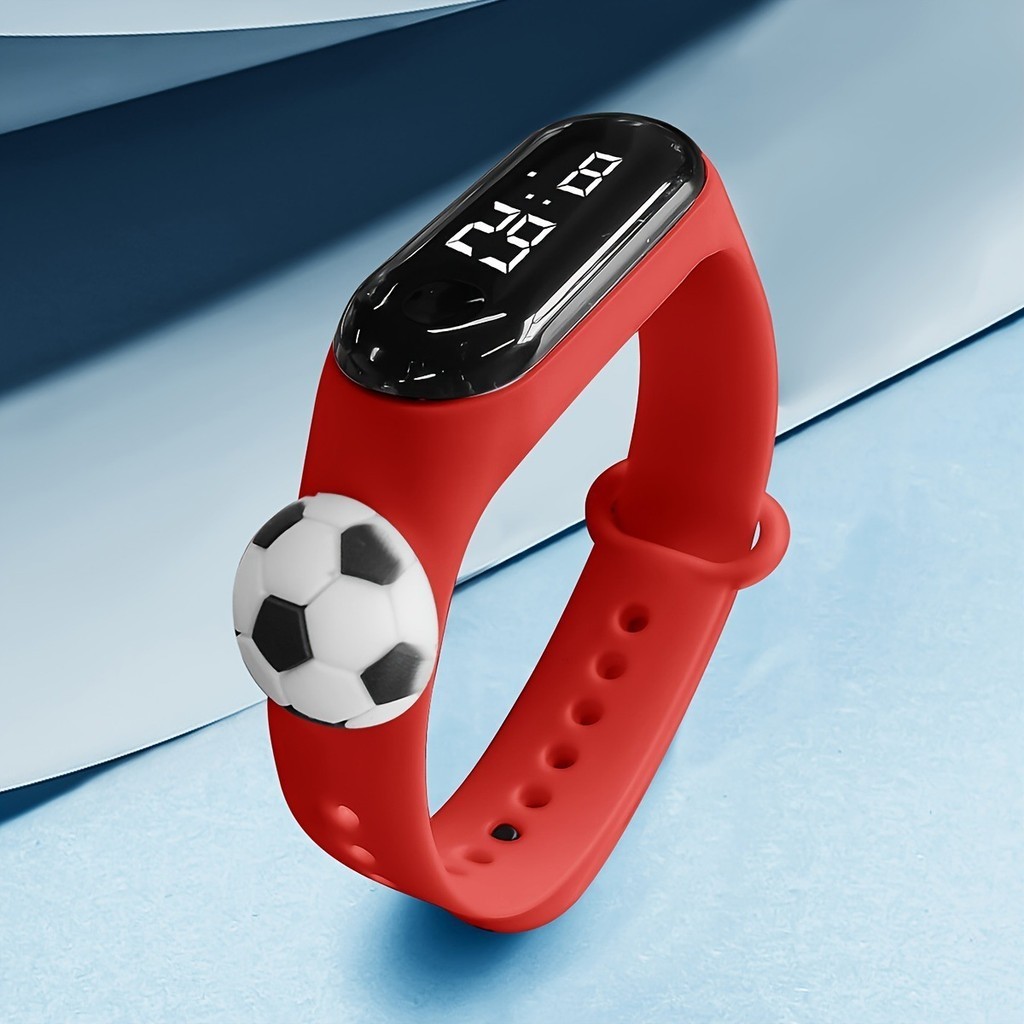 兒童手錶LED電子手錶防水戶外足球數字觸屏情侶學生電子錶