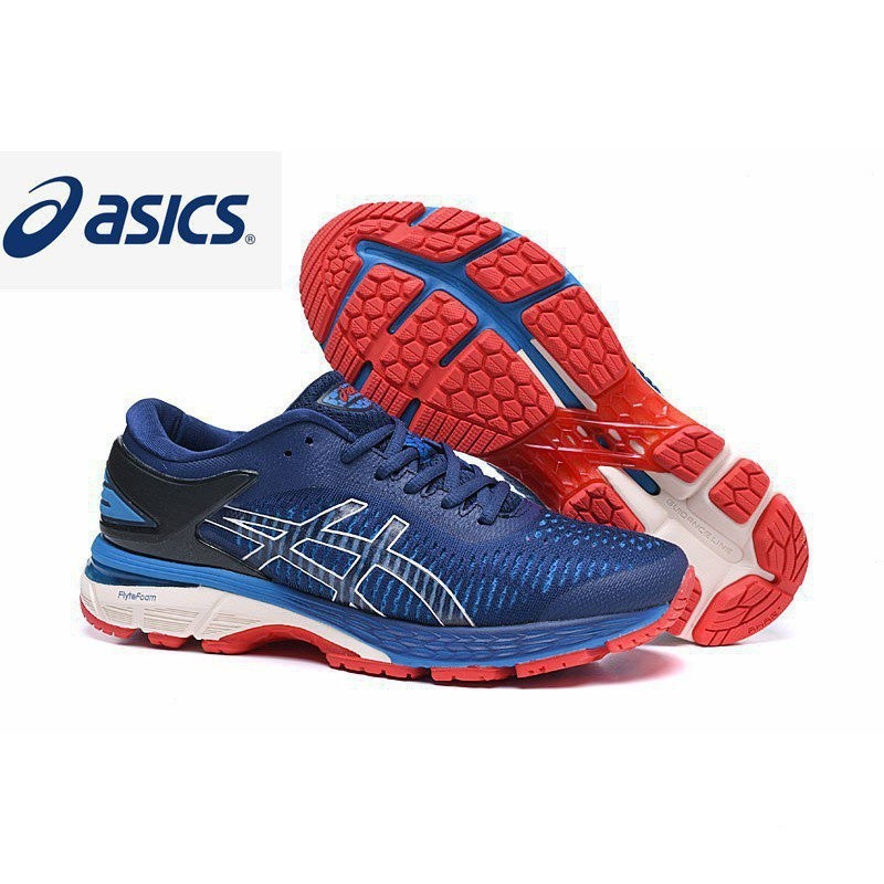 亞瑟士 [現貨] Asics GEL-KAYANO 25 減震穩定減震男士跑步鞋深藍色紅色