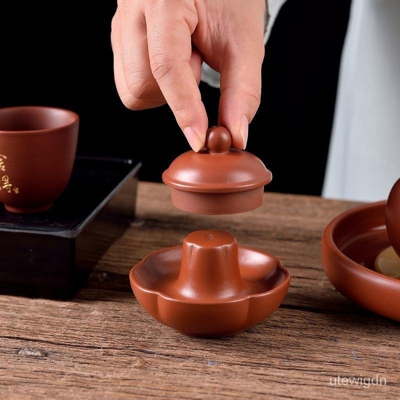 【現貨熱銷】老安順潮州中式朱泥茶壺蓋置蓋託 功夫茶具配件 茶托壺託蓋架擺件