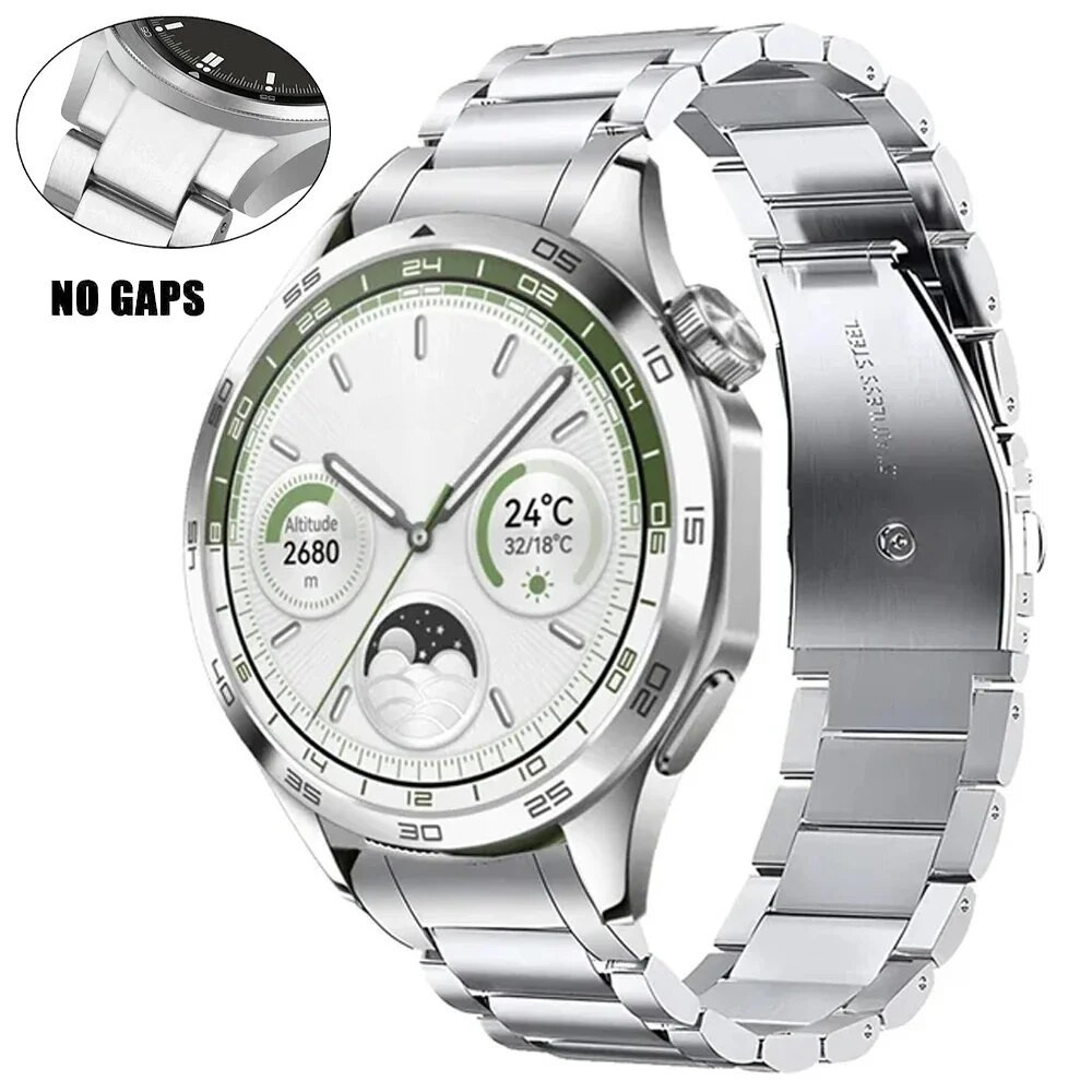華為 Huawei WATCH GT4/GT3/GT2 46mm 金屬不銹鋼錶帶 GT4 替換錶帶配件的無間隙鏈接手鍊錶
