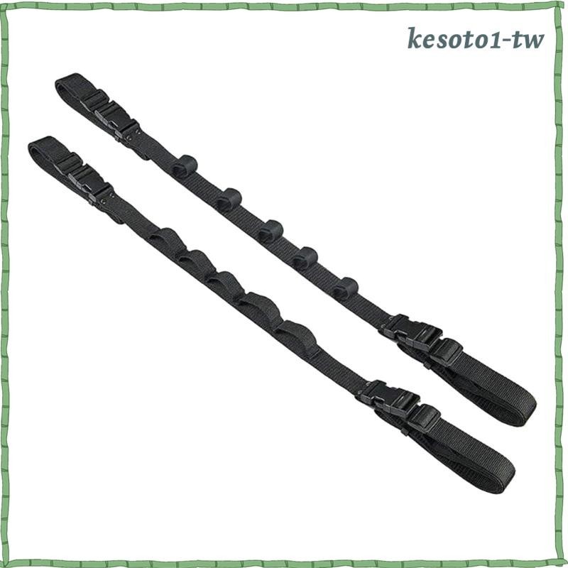 [KesotoaaTW] 2 件裝釣魚竿架皮帶帶釣竿帶整理器可調節肩帶可容納 5 根釣竿