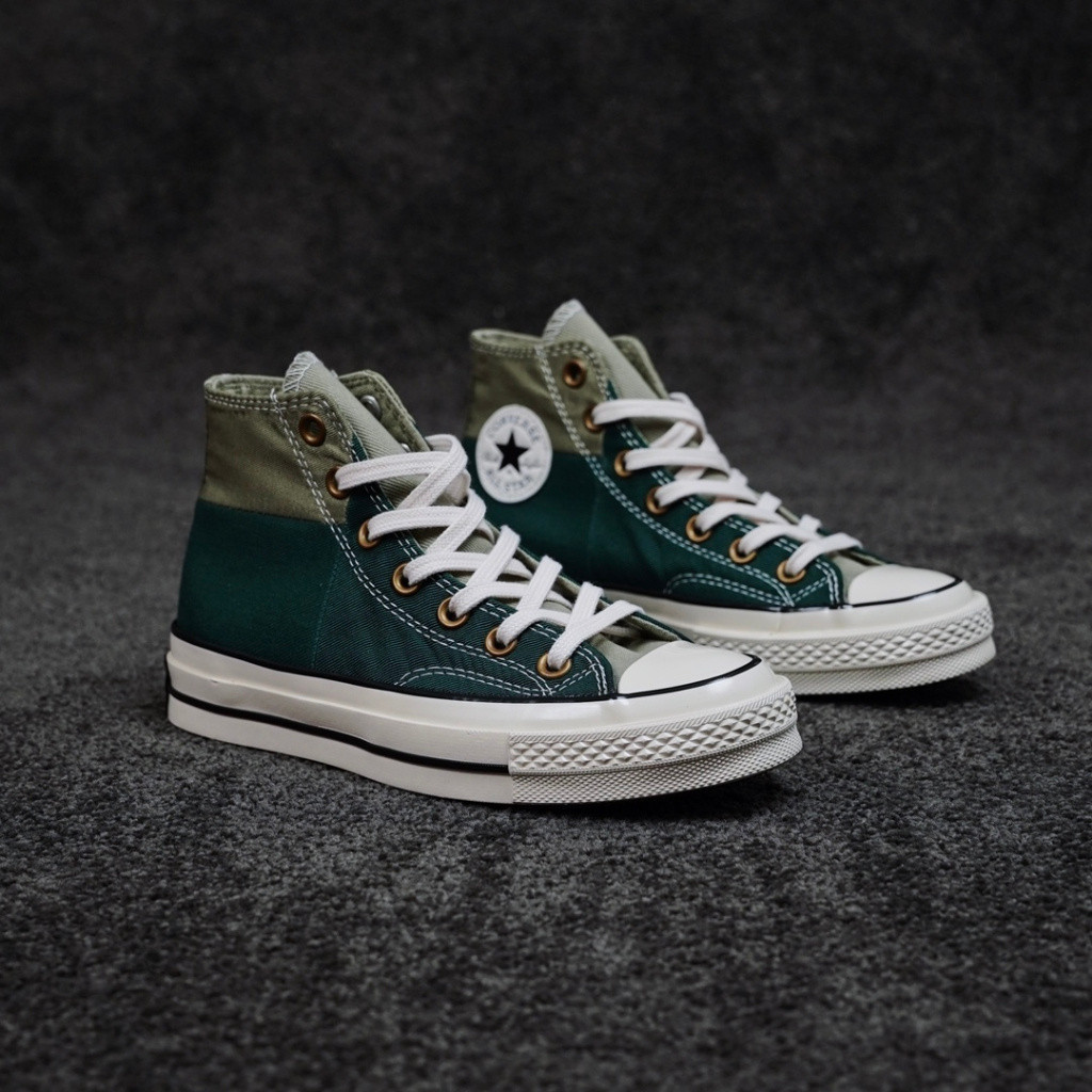 匡威 Converse Chuck 1970 年代叢林綠拼接高幫休閒運動鞋