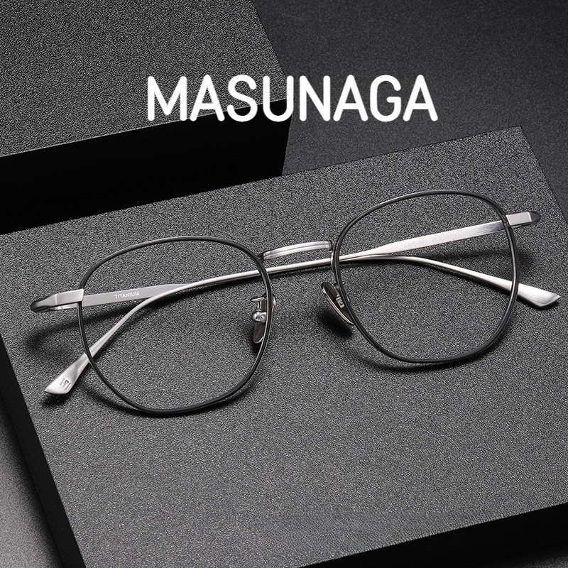 【Ti鈦眼鏡】近視鏡框男款 MASUNAGA增永同款 純鈦眼鏡框 GMS-847圓框小臉網紅女ins風復古眼鏡架 寬度1