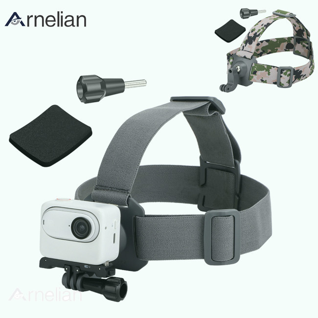 Arnelian 頭帶支架安裝 360°旋轉球頭運動相機頭帶兼容 DJI Action 4 GO 3