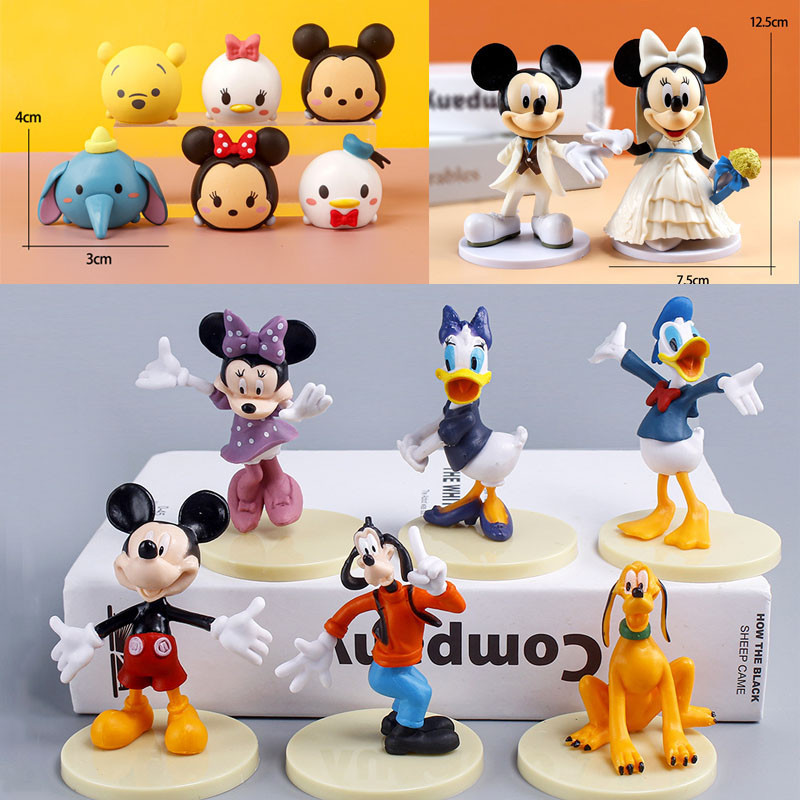 6 件裝米老鼠俱樂部米妮唐老鴨雛菊高飛可動人偶模型玩具