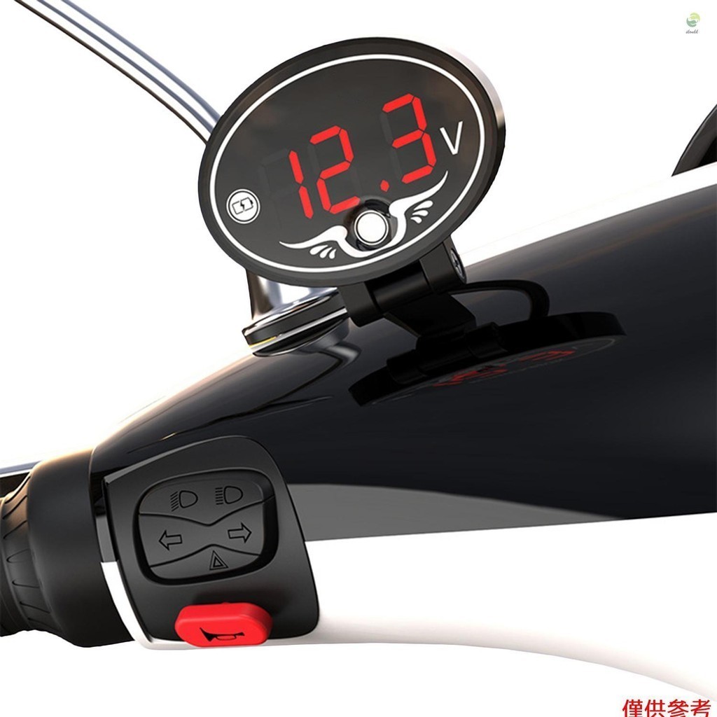 Ikoktw 12V 摩托車電壓表多功能防水電壓錶帶 LED 數字顯示面板