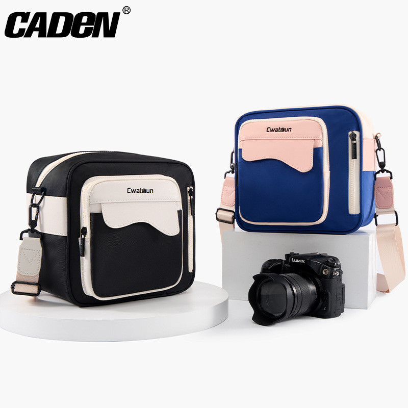 CADeN卡登日系方盒相機包 防盜小型雙肩攝影包休閒撞色微單單眼包