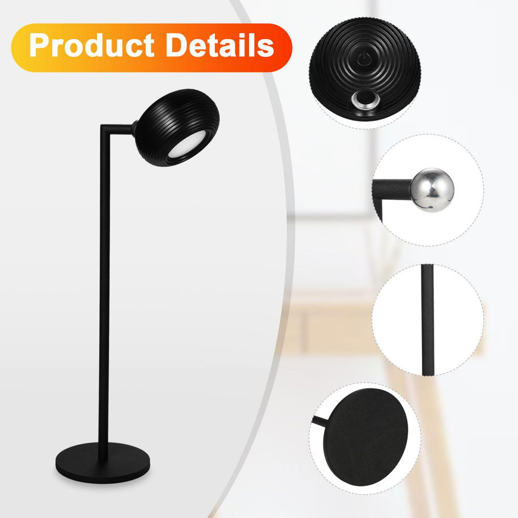 Led 無繩檯燈金屬 360 度可旋轉壁燈觸摸可調光 USB 可充電檯燈適用於家庭床頭閱讀黑色