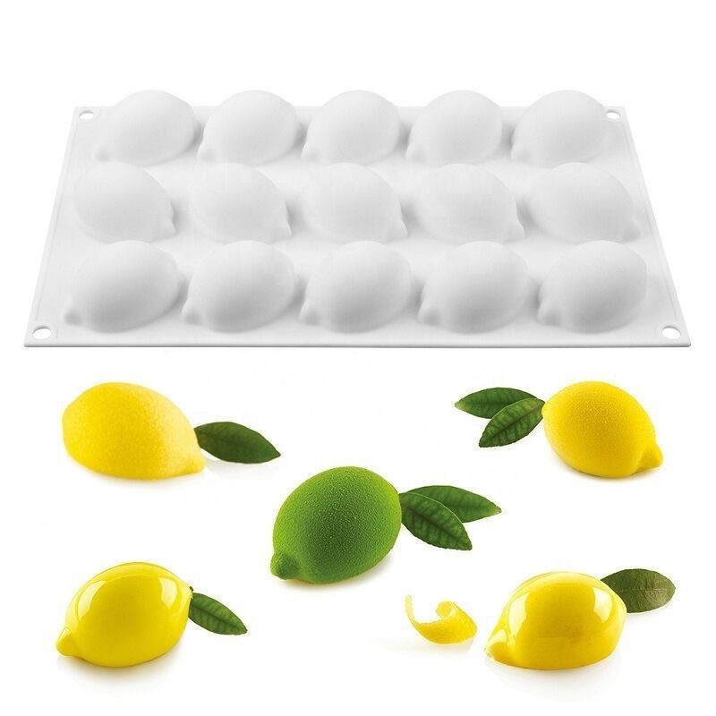 新款15連檸檬水果法式慕斯模具 DIY巧克力夾心香皂蠟燭模具矽膠