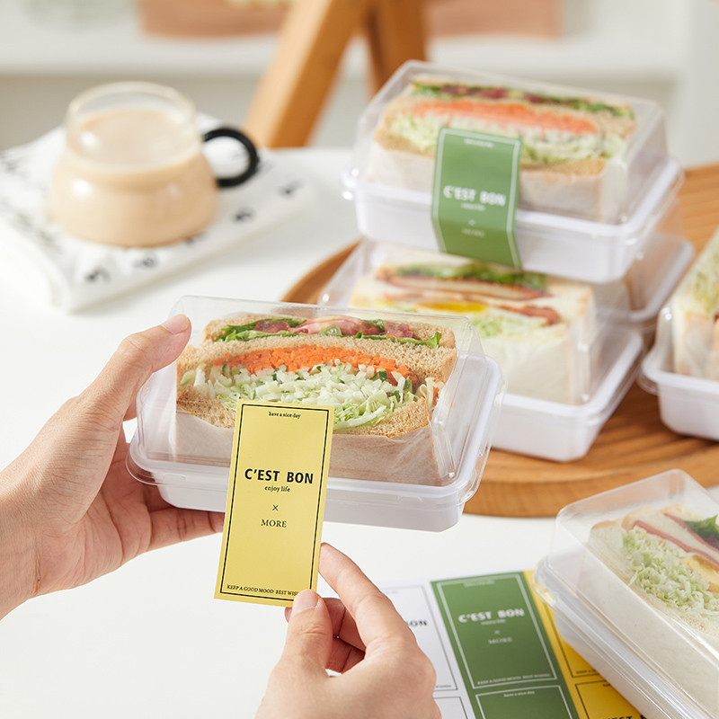 【現貨】【三明治盒子】三明治包裝盒子 三文治烘焙麵包打包 一次性 吸塑盒 透明 便當甜品盒子