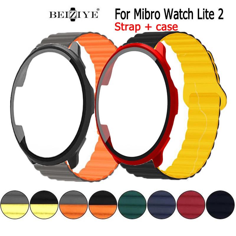 Mibro watch Lite 2 錶帶+錶殼手錶矽膠錶帶全覆蓋保護殼適用於 mibro 手錶 lite2 配件